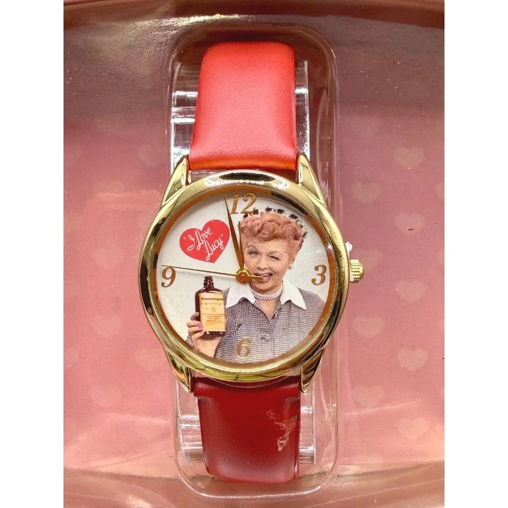 Avon Vintage  I Love Lucy Vitameatavegamin Watch Red Strap TV Collector Tin 2007